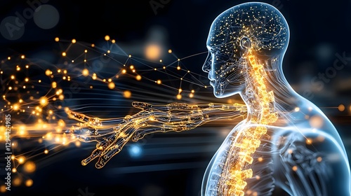 Obraz na płótnie Time lapse sequence visualization of a drug s journey through the human body from ingestion to absorption with glowing pathways highlighting the bloodstream and cellular interactions w salonie