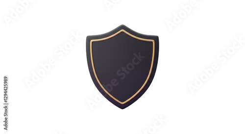 Free Download Isolated Black Shield with Golden Border - GFXLoad