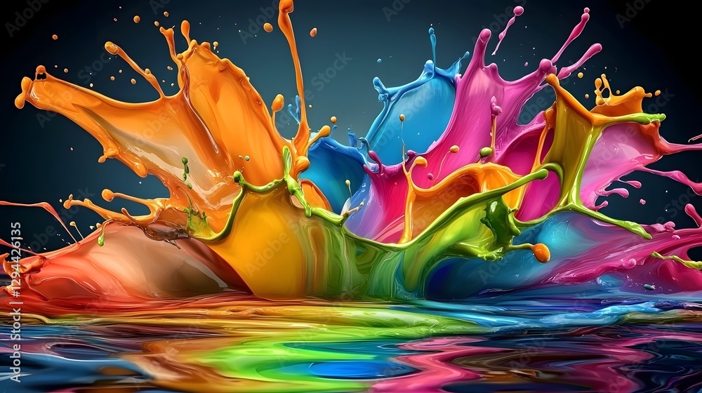 Vibrant and dynamic abstract background with splashes of bold and soft multicolored paint fluidly blending together to create a mesmerizing and energetic digital wallpaper design