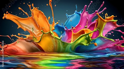 Vibrant and dynamic abstract background with splashes of bold and soft multicolored paint fluidly blending together to create a mesmerizing and energetic digital wallpaper design