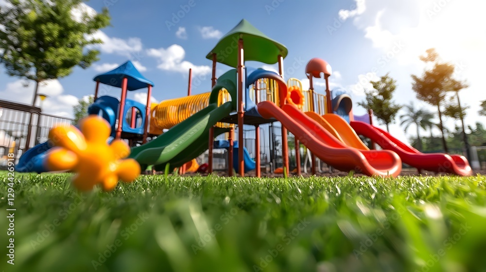 Vibrant and Inviting Playground Featuring Modern Equipment and Colorful Design Surrounded by Nature for Children s Joyful Outdoor Play and Recreation