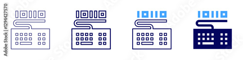 Key switch tester icon in 4 different styles. Thin Line, Line, Bold Line, Duotone. Duotone style. Editable stroke