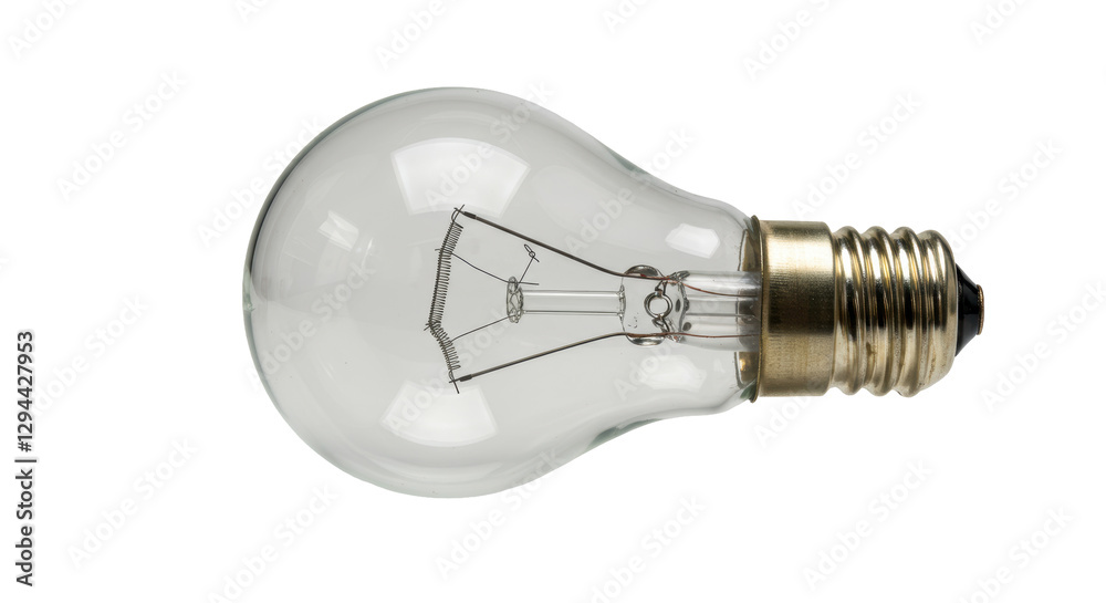 Isolated Clear Glass Light Bulb with Silver Base Isolated Clear Glass Light Bulb with Silver Base