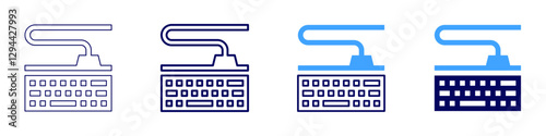 Keyboard hotkeys icon in 4 different styles. Thin Line, Line, Bold Line, Duotone. Duotone style. Editable stroke