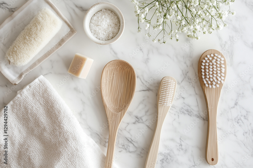 Eco-Friendly Bamboo Bath & Spa Set | Natural Wooden Body Brush, Loofah, and Skincare Accessories | Minimalist Bathroom Décor