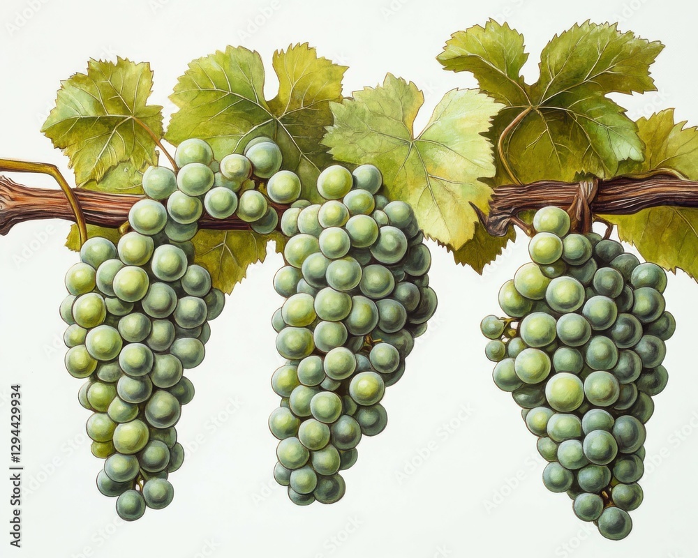 Obraz premium Malbec Grape Signs in Green Public Nature. White Wine from Grape Harvest