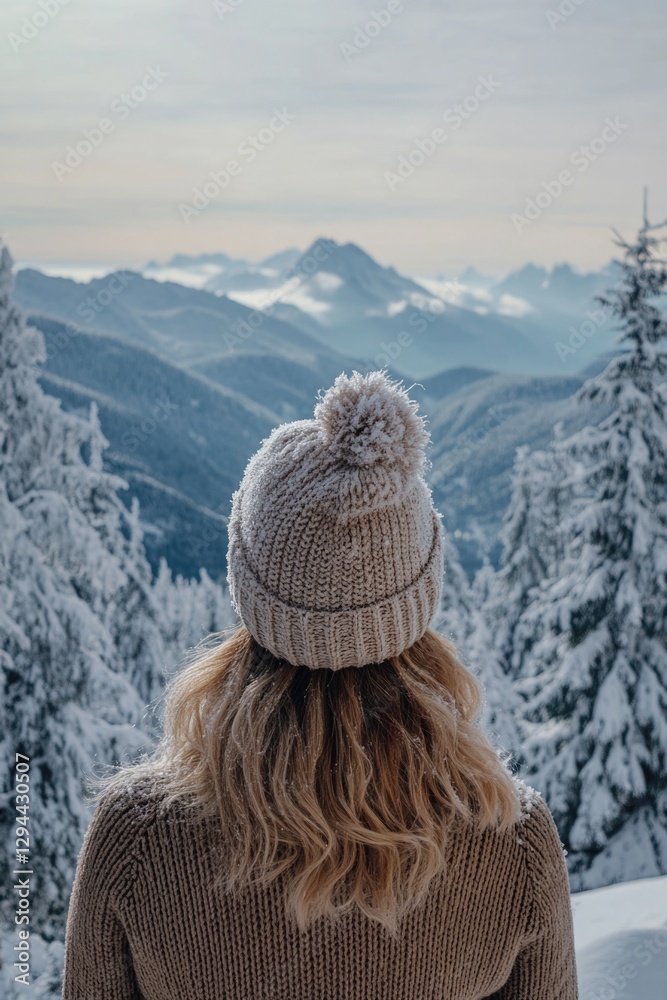 Fototapeta premium Woman in Snow with Hat