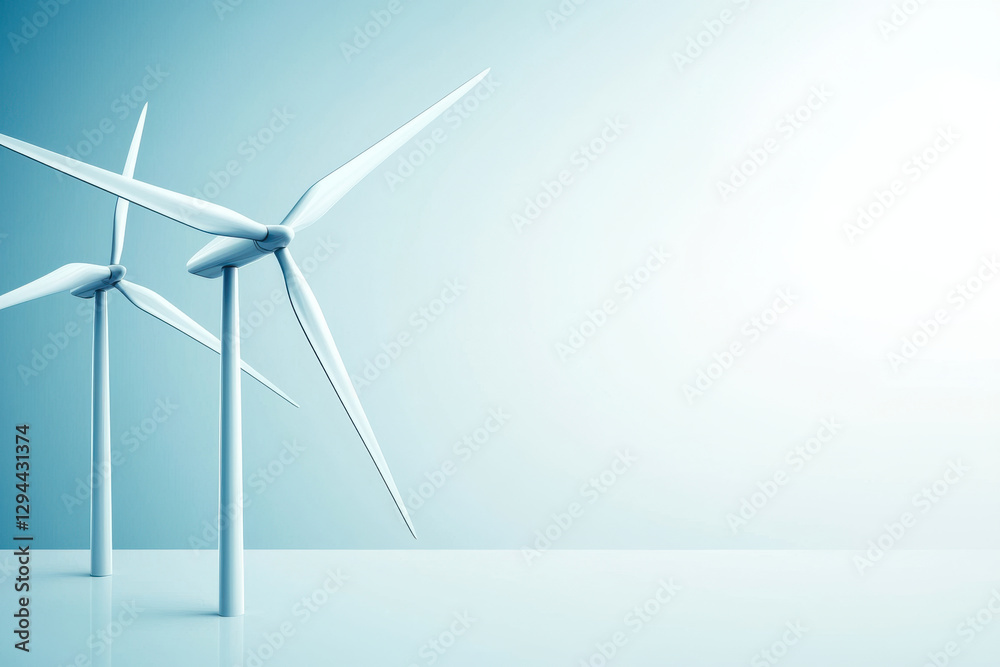 Wind turbines with streamlined blades in motion Wind turbines with streamlined blades in motion