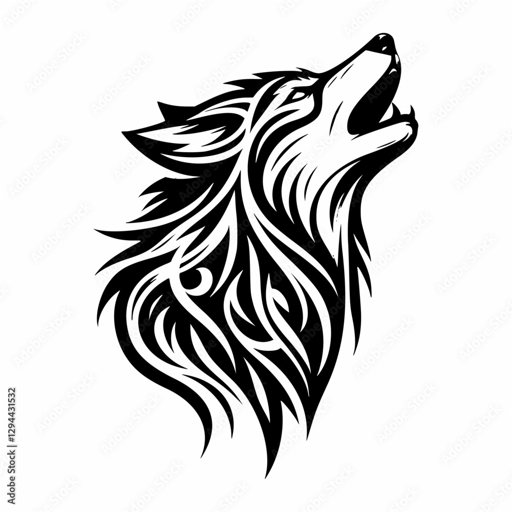 Dynamic Tribal Wolf Design – Perfect for Tattoos and Prints Dynamic Tribal Wolf Design – Perfect for Tattoos and Prints