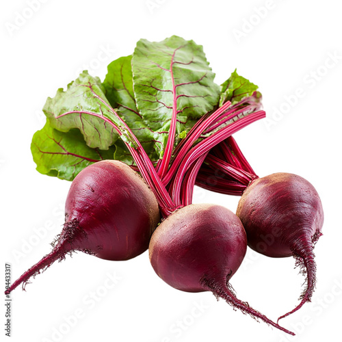 Fresh Beetroots with Greens isolated on transparent background