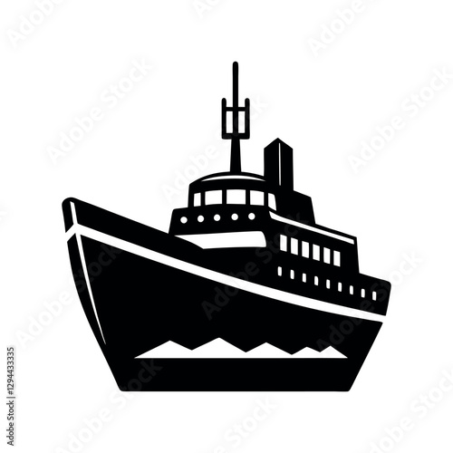 Arctic Icebreaker Ship Silhouette Vector