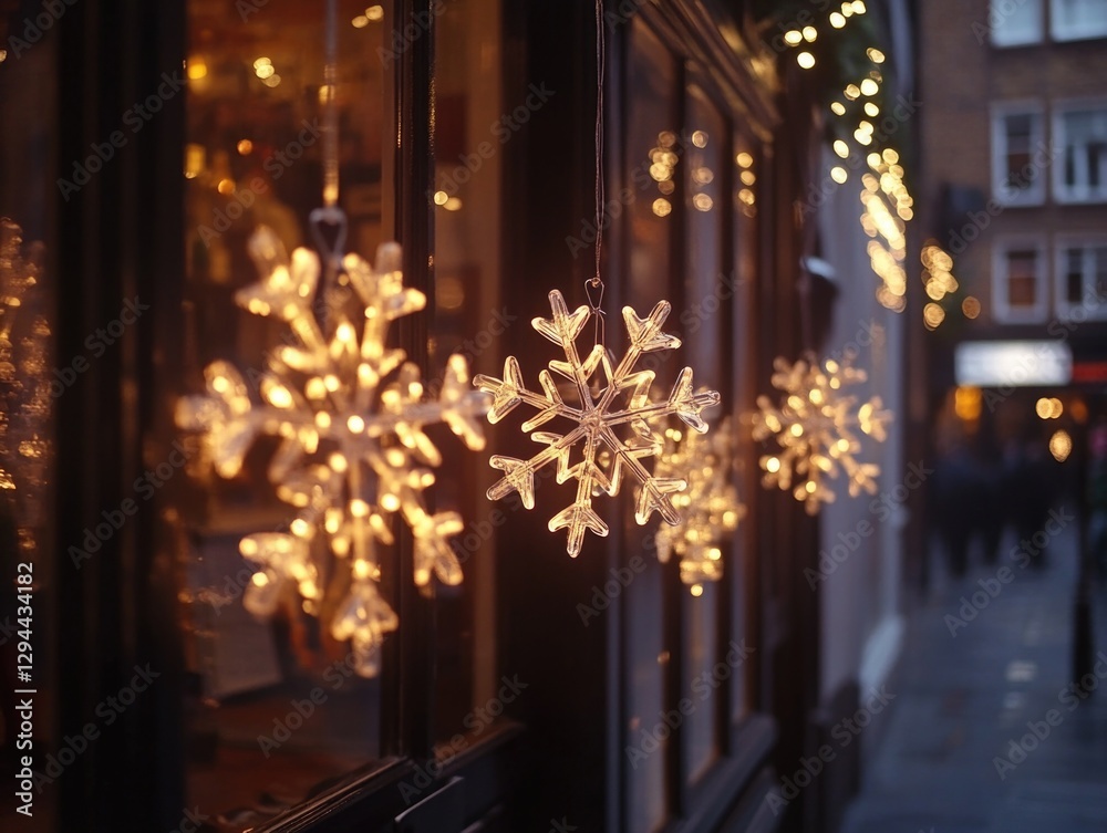 Obraz premium Winter Store Window with Snowflakes