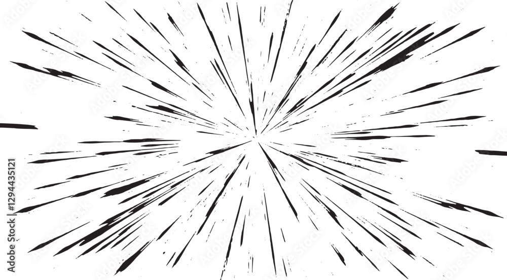 Fototapeta premium Circular starburst explosion texture. Distressed uneven grunge background. Abstract vector illustration. Overlay to create interesting effect and depth. Isolated on white background.