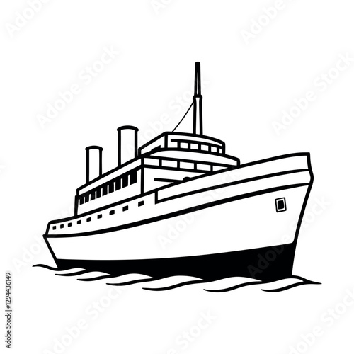 Icebreaker Ship Icon in Black Vector