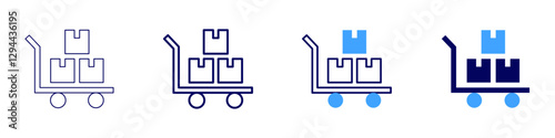 Office supply trolley icon in 4 different styles. Thin Line, Line, Bold Line, Duotone. Duotone style. Editable stroke