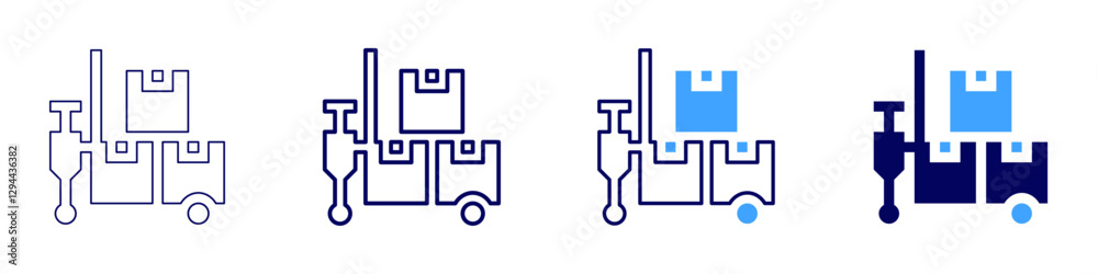 Steel trolley icon in 4 different styles. Thin Line, Line, Bold Line, Duotone. Duotone style. Editable stroke Steel trolley icon in 4 different styles. Thin Line, Line, Bold Line, Duotone. Duotone style. Editable stroke