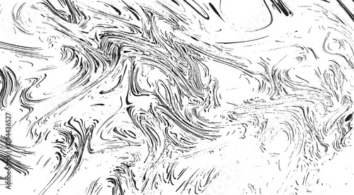 Monochrome texture composed of irregular graphic elements. Distressed uneven grunge background. Abstract vector illustration. Overlay for interesting effect and depth. Isolated on white background.