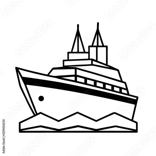 Icebreaker Ship Illustration in Vector Format

