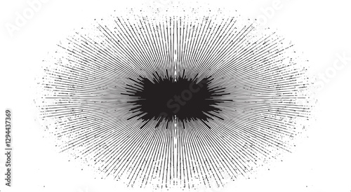 Circular starburst explosion texture. Distressed uneven grunge background. Abstract vector illustration. Overlay to create interesting effect and depth. Isolated on white background.