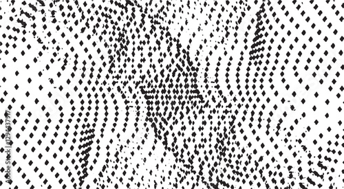 Monochrome texture composed of irregular graphic elements. Distressed uneven grunge background. Abstract vector illustration. Overlay for interesting effect and depth. Isolated on white background.