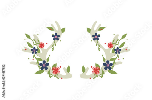 Wallpaper Mural Floral Wreath With Horns Torontodigital.ca