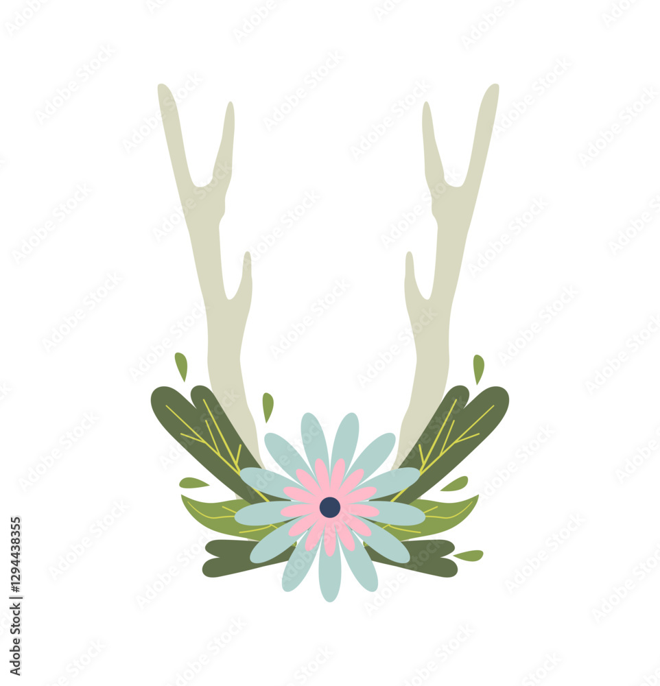 Fototapeta premium Floral Wreath With Horns