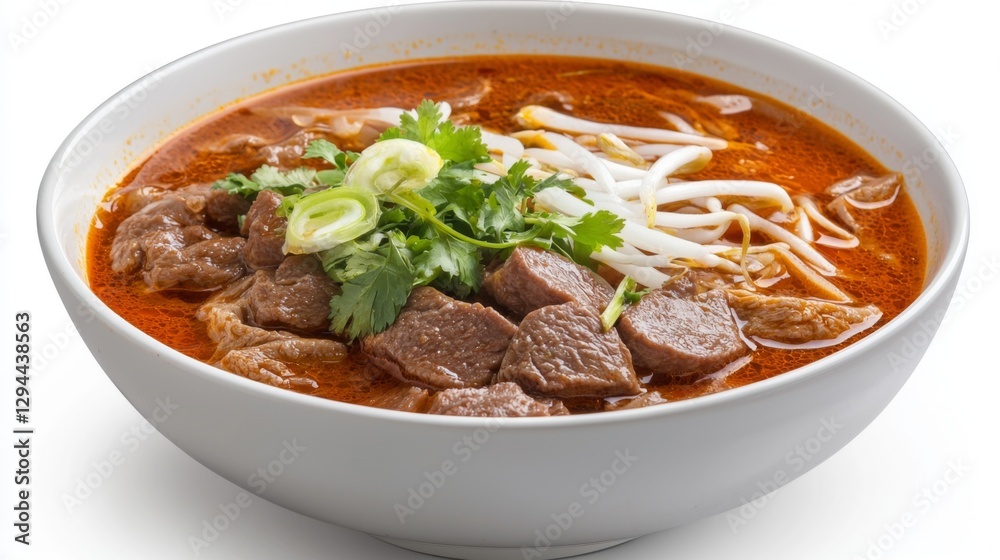 High-resolution image of a bowl of Kuay Jap soup with rich broth and fresh toppings, placed on a white background. --chaos 20 --ar 16:9 --quality 2 --v 6.1 Job ID: d26e81aa-35d5-4ecd-9513-099df0f4ec66 High-resolution image of a bowl of Kuay Jap soup with rich broth and fresh toppings, placed on a white background. --chaos 20 --ar 16:9 --quality 2 --v 6.1 Job ID: d26e81aa-35d5-4ecd-9513-099df0f4ec66