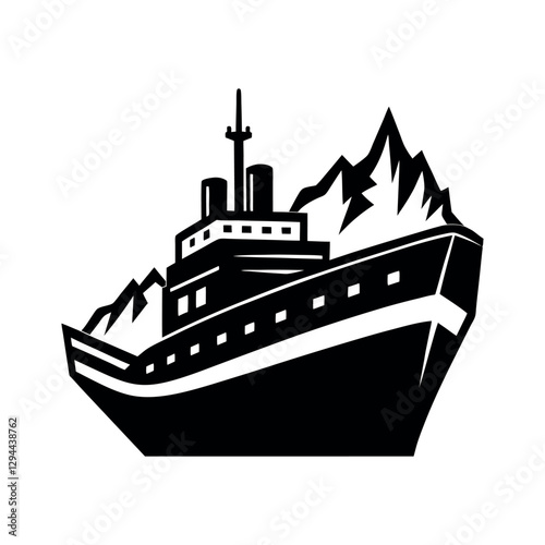 Icebreaker Ship Black Silhouette for Ads