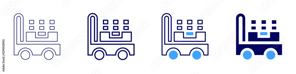 Trolley with drawers icon in 4 different styles. Thin Line, Line, Bold Line, Duotone. Duotone style. Editable stroke