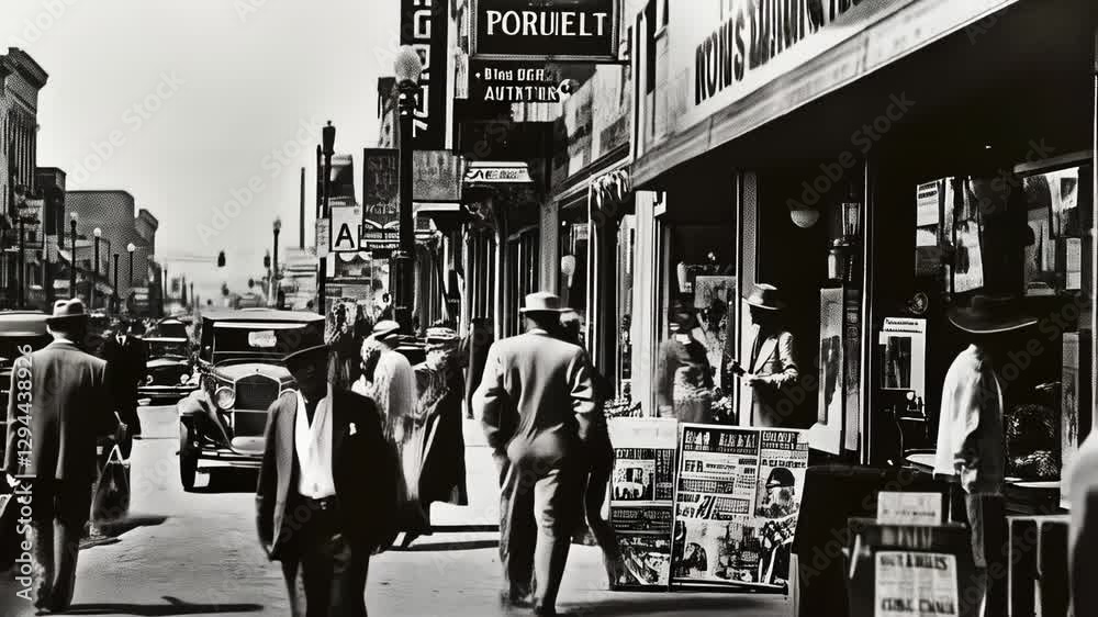 Vintage Black and White Street Scene: A Glimpse into the Past