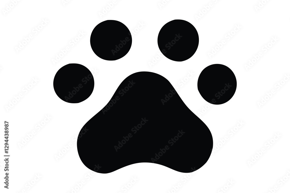 dog paw silhouette, black dog paw vector, paw vector icon, paw Vector illustration, Isolated on White Background dog paw silhouette, black dog paw vector, paw vector icon, paw Vector illustration, Isolated on White Background