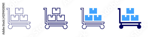 Trolley with foldable wheels icon in 4 different styles. Thin Line, Line, Bold Line, Duotone. Duotone style. Editable stroke