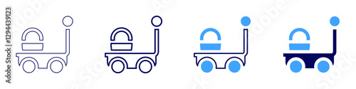 Trolley with two wheels icon in 4 different styles. Thin Line, Line, Bold Line, Duotone. Duotone style. Editable stroke