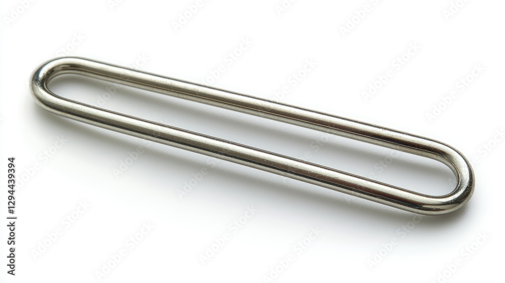 Polished metal loop handle on white background Polished metal loop handle on white background