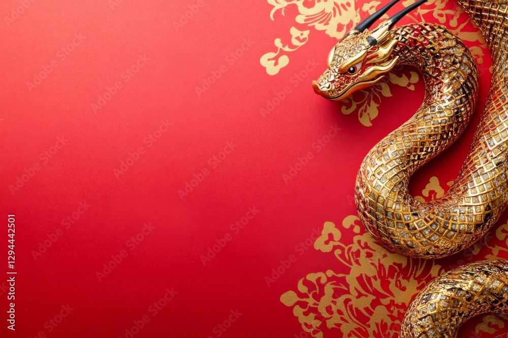 Obraz premium Vibrant red and gold background for chinese new year celebrations featuring the year of the snake