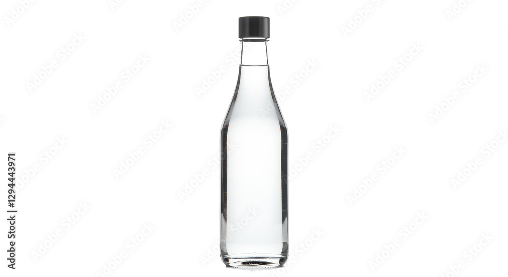 Isolated Clear Glass Bottle with Minimalist Design Isolated Clear Glass Bottle with Minimalist Design