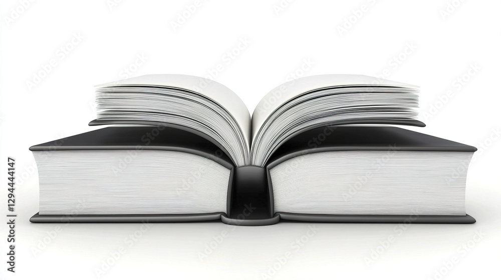 Open book with white pages on white background Open book with white pages on white background