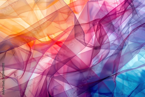 Pastel watercolor splashes blend seamlessly with soft geometric overlays, creating a futuristic artistic effect