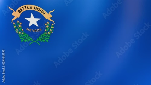 Seamless 3D loop of Nevada’s flag with sagebrush emblem waving in wind. Vibrant 4K video for patriotic events, tourism promotions, and desert-themed projects.