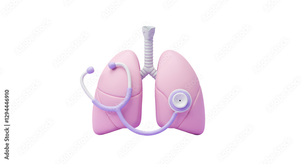 Obraz premium Isolated Human Lungs and Stethoscope for Respiratory Health