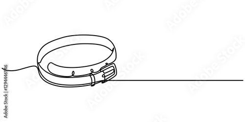 Belt drawn in one continuous line. One line drawing, minimalism. Vector illustration, one line art belt buckle vector illustration. line art, one continuous line, strap, hand drawn and sketch style. 