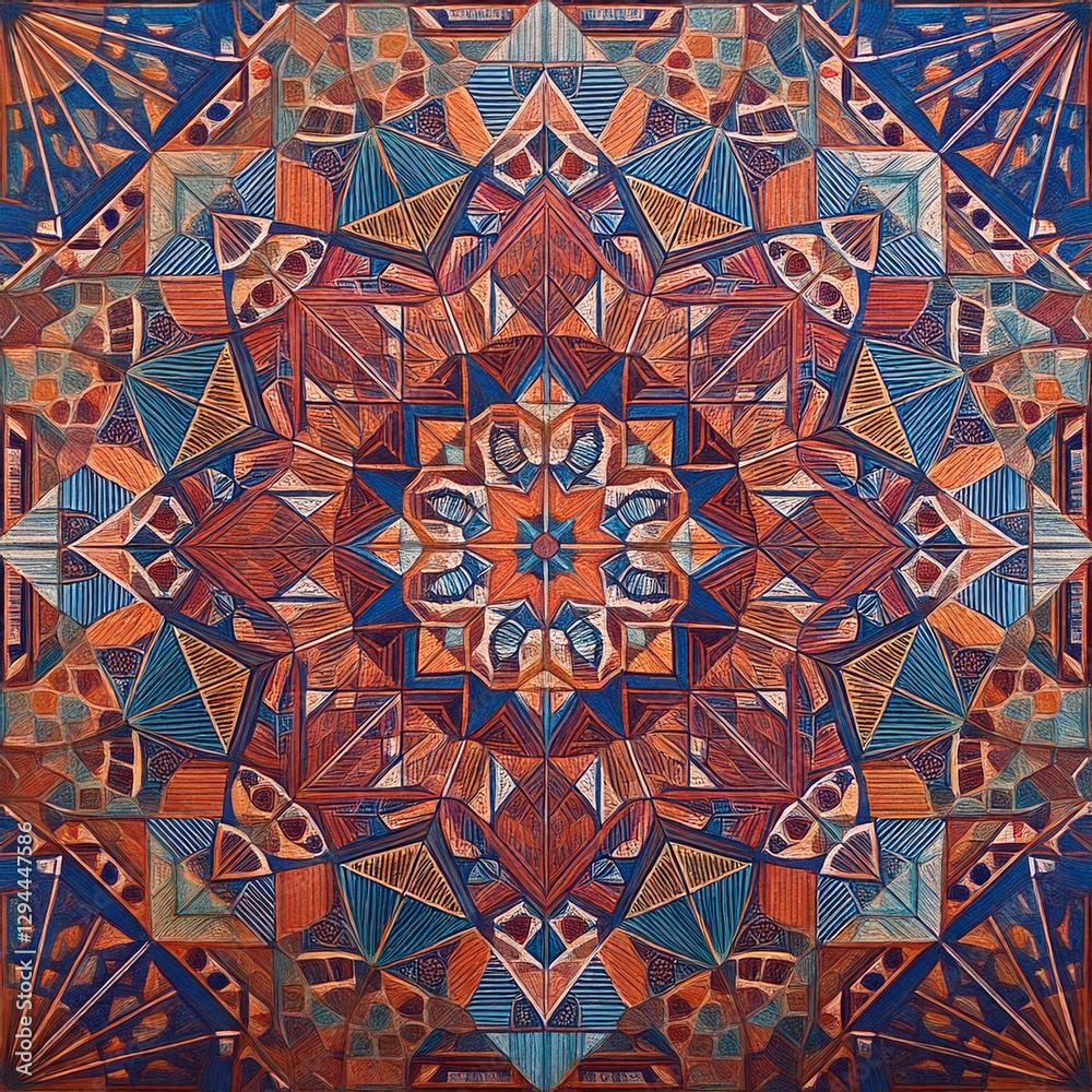 a symmetrical mandala pattern, created with intricate geometric shapes and vibrant colors a symmetrical mandala pattern, created with intricate geometric shapes and vibrant colors