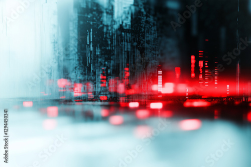 Abstract digital landscape with glowing data streams and vibrant colors in a futuristic setting