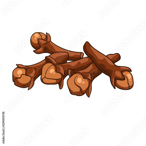 Dried cloves, herbs and spices, hand drawn vector illustration