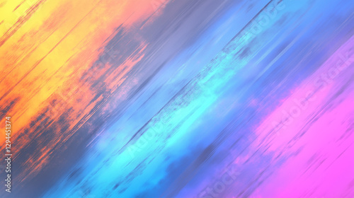 Vibrant abstract painting with bold hues of orange, blue, and pink created on a textured canvas