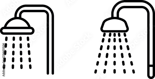 "Shower Icon – Symbol of Hygiene, Bathroom, and Water Flow"