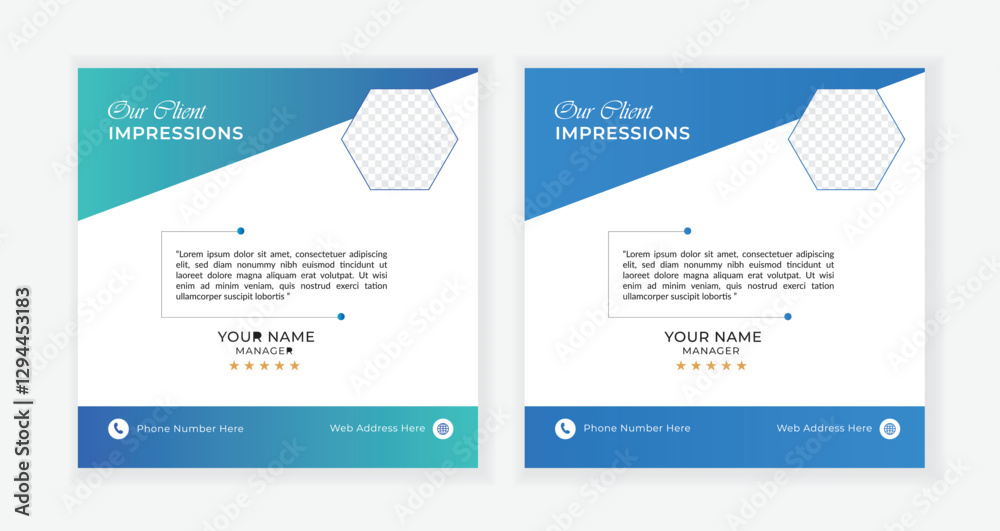 Obraz premium Simple professional feedback and review or testimonial template design for social media post