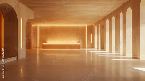 Modern Minimalist Interior with Wood Finish and Soft Lighting