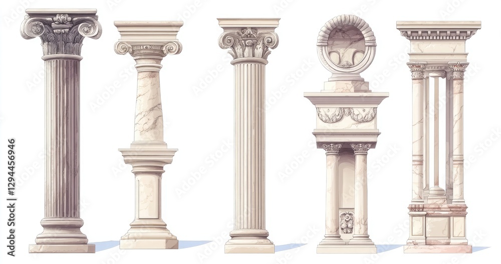 Set of different classic pillars Set of different classic pillars