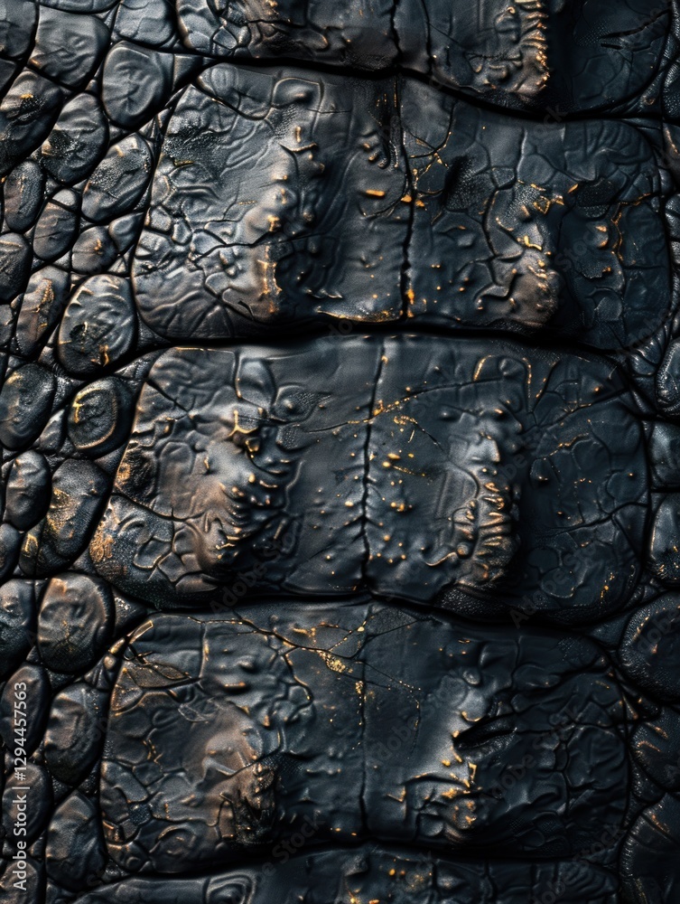 A detailed view of alligator skin captures rugged textures and deep-set grooves, evoking a prehistoric appearance A detailed view of alligator skin captures rugged textures and deep-set grooves, evoking a prehistoric appearance